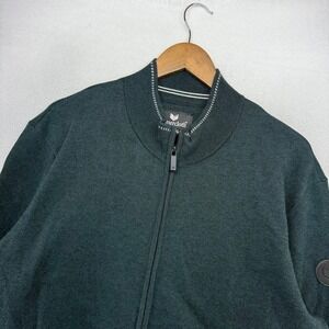 Buttercloth Cardigan Sweater Mens 2XL Green Full Zip Mock Neck Cotton preppy